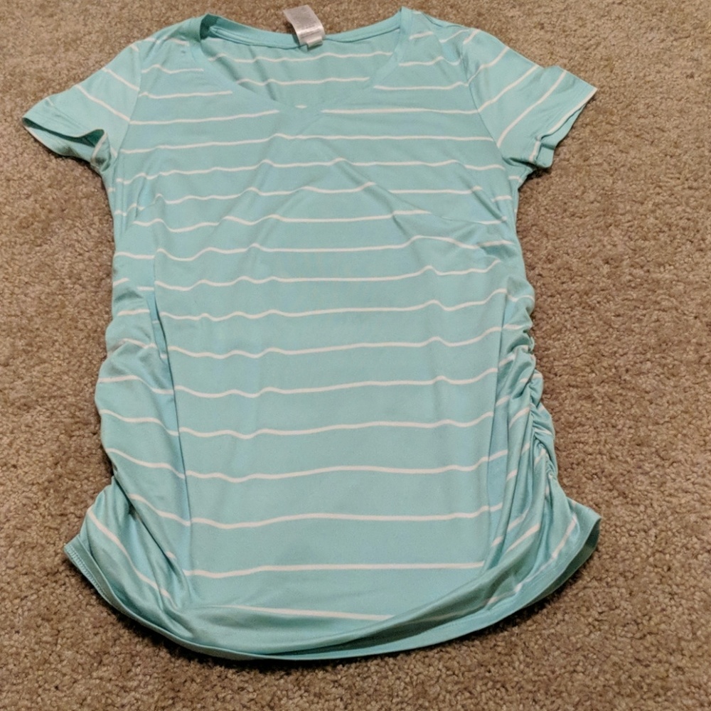 Blue and white striped maternity top!